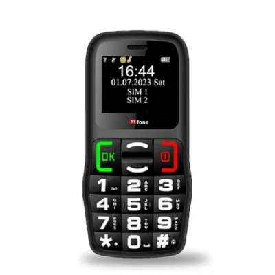 Image of TTfone TT220 Big Button Mobile Phone for the Elderly with Emergency Assistance button, talking keys, long battery life, torch, Bluetooth, Simple easy to use Pay As You Go (EE, £0 Credit, Black)