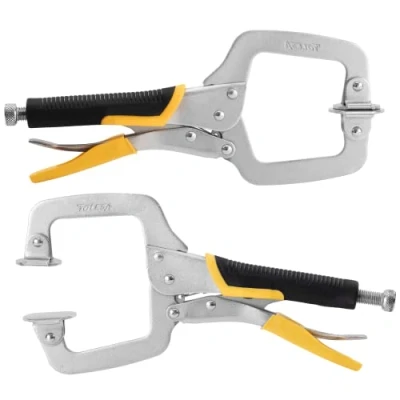 Image of Metal Face Clamps for Woodworking TOLESA 280mm（28 cm） Pocket Hole Jig Clamp Heavy Duty C Welding with Swivel Pads Adjustable Vise Grip Joinery Cabinet Carpentry
