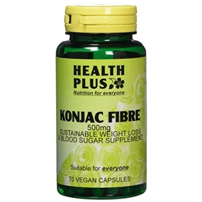 Image of Health Plus Konjac Fibre 500mg (Glucomannan) Slimming and Weight Control Supplement 70 Gelatin Free Capsules