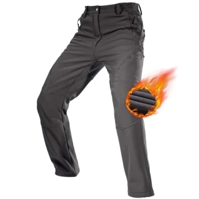 Image of FREE SOLDIER Waterproof Walking Trousers for Men Thermal Fleece Lined Softshell Overtrousers Hiking Winter Outdoor Tactical Hunting Pants(Grey, 33 Long)