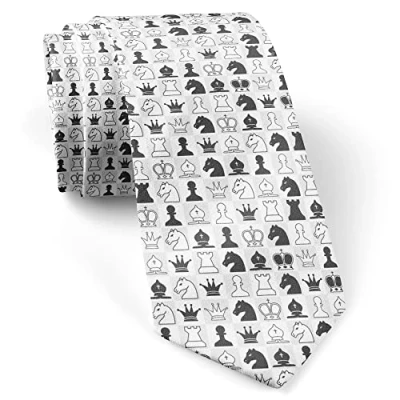 Image of Hongfacai Men&#039;s Ties Business Necktie for Men Chess Pieces Fashion Neck Tie Slim Skinny Xmas Wedding Formal Party (145 x 8 cm)