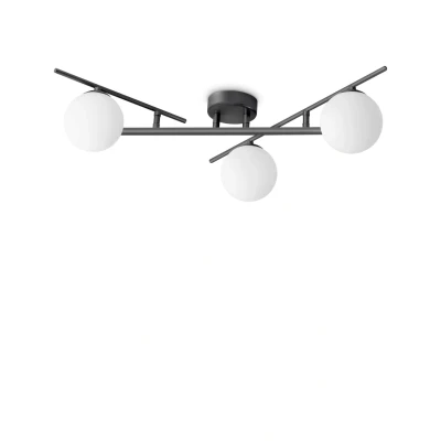 Image of Atlas 3 Light Globe Ceiling Black
