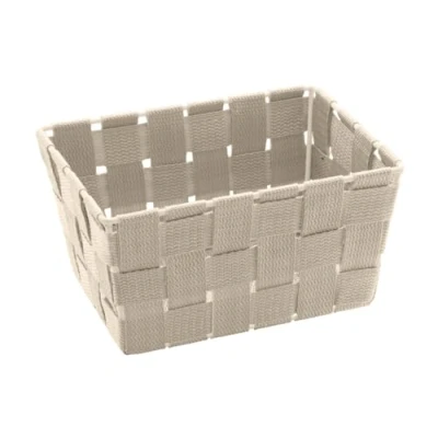 Image of WENKO 20685100 Storage basket Adria Mini Long Beige bathroom basket, Plastic PP, 19 x 9 14 cm,