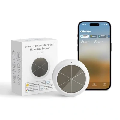 Image of Meross Smart Thermometer Hygrometer, Hub Required, WiFi Indoor Temperature Humidity Sensor, Data Storage and Monitor Apple HomeKit, Alexa, Google, SmartThings Supported, Not Included