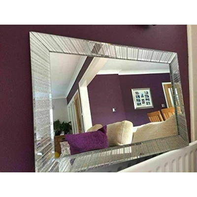 Image of Biznest Sparkle Glitter Mirror Bedroom Bathroom Hallway Silver 60X40Cm Best Gift