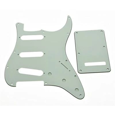 Image of KAISH 11 Hole ST/Strat Style Pickguard SSS Pick Guard with ST Back Plate Tremolo Trem Cover for USA/Mexico Stratocaster/Strat Ivory 3 Ply