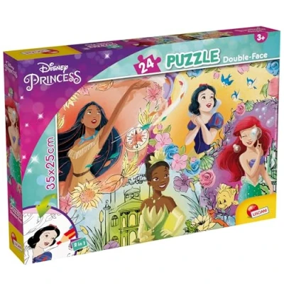 Image of Lisciani DISNEY Princesses Puzzle 24 Pieces For Children aged 3 and up with Double Colour Plate featuring such as Pocahontas, Snow White, Ariel Tiana