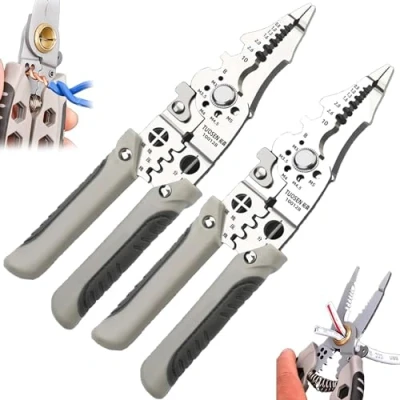 Image of Multifunctional Wire Stripper Crimper Cable Cutter Pliers 2024 New Arrival Professional Stripping Tool Gift for Father&#039;s Day (2 Pack)