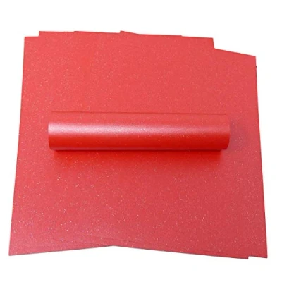 Image of 10 Sheets A4 Christmas Red Sparkle Paper with Iridescent 120gsm One Sided for Crafts Card Making