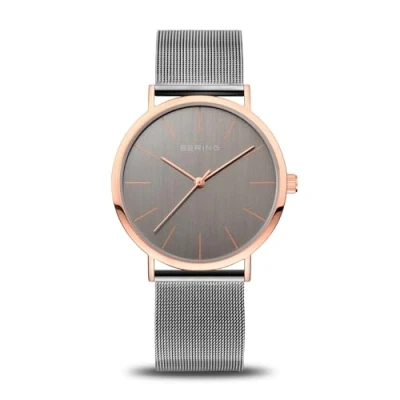 Image of BERING Women Analog Quartz Classic Collection Watch with stainless steel Strap and Sapphire Crystal 13436 369, Grey/Rose Gold, 36 mm