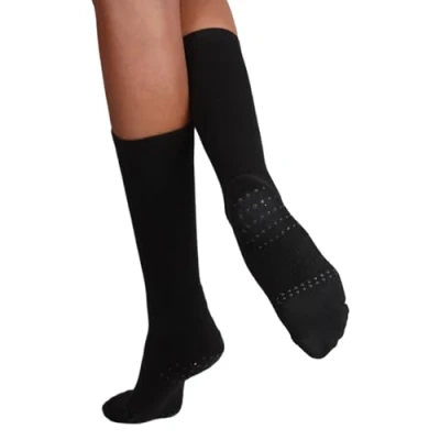 Image of Dance Socks with Silicone Turning Grips and Spin Spot Contemporary Ballet Flat for Girls Women Black Large