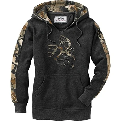 Image of Legendary Whitetails Women&#039;s Camo Outfitter Hoodie, Charcoal Heather, XS