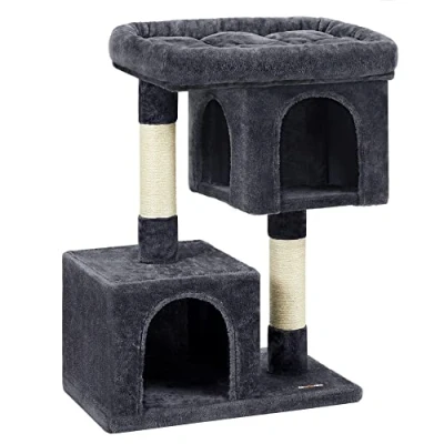 Image of Feandrea Cat Tree, 84 cm Tower, L, Condo for Large Cats up to 7 kg, Perch, 2 Caves, Scratching Post, Smoky Grey PCT61G