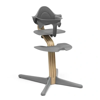 Image of Stokke Nomi Chair (Oak Grey) with Baby Set (Grey) Inspires Active Sitting &amp; Provides Support While Learns to Sit Holds Up 150 kg