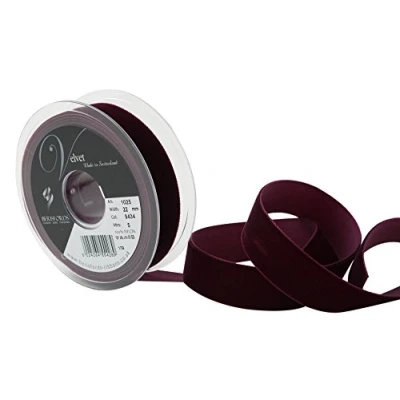 Image of Berisfords Velvet Ribbon, Burgundy, 10.2 x 3 cm