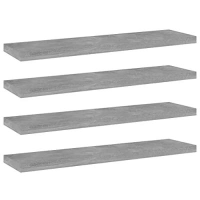 Image of vidaXL Engineered Wood Bookshelf Boards 4 pcs, Modern Practical Storage Shelf, Living Room in Concrete Grey 40x10x1.5 cm