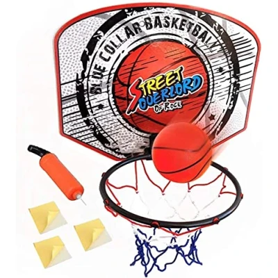 Image of koolbitz Kidoloop Kids Large Basketball Net Hoop Set, Backboard Wall Sticked Novelty with Pump Ball &amp; 3 Stickers, Simple Assembly, Durable Design, Perfect for Indoor Outdoor Game