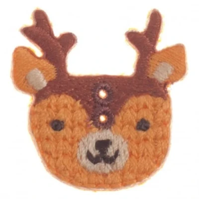 Image of Impex Woodland Deer Embroidered Buttons Natural per button