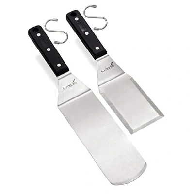Image of Anmarko Grill Spatula Set Long Metal Griddle Scraper and Pancake Flipper or Pizza Offset Stainless Steel Utensil Great for BBQ Flat Top