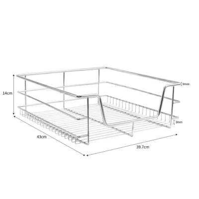 Image of KuKoo 3 x Kitchen Pull Out Soft Close Heavy Duty Baskets, 500mm Wide Cabinet, Slide Wire Storage Drawers, Organiser Metal