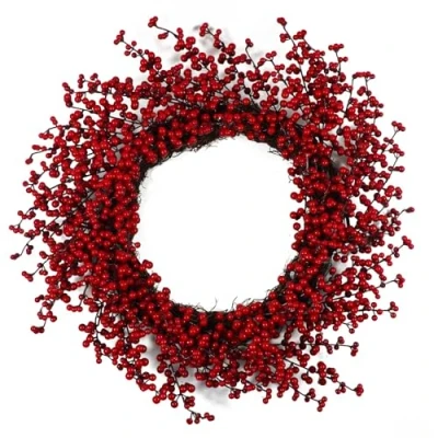 Image of Leaf Design UK Artificial Christmas Garlands, Red Berry Wreath, 60cm