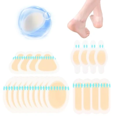 Image of Blister Plasters for Feet 21PCS Hydrocolloid Plaster Bandages Gel Cushion Pads Sterile Adhesive Wound Dressing Waterproof Invisible Heel Foot Toes and Guard Skin