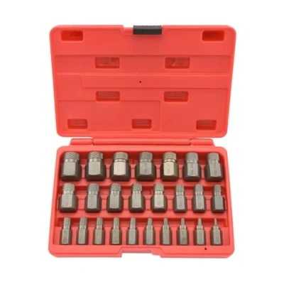 Image of NEIKO 04204A Hex Head Multispline Screw and Bolt Extractor Set, Easy Out Extraction, Broken Remover, Stripped Fastener Tool, 1/8 Inch to 7/8 in 1/32 Increments, CrMo, 25 Pieces
