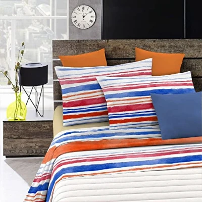 Image of Italian Bed Linen Fantasy Sheet Set in Printed Microfiber, strisce, Small Double