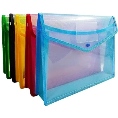 Image of Plastic Wallets 5 Pcs Folders A4 Popper Wallet Document Folder Pockets Envelopes with Snap Closure, Card Slot