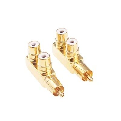 Image of RFaha 2pcs RCA Male to Dual Female Connector Adapter AV Splitter for Audio Video(F91 2)