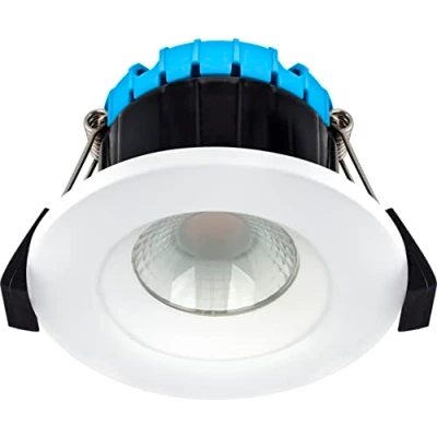 Image of British General Ftype Smart Compact Regressed 6W 580Lm Dimmable Fire Rated Downlight Ip65 White Bezel Inc RGB+Cw