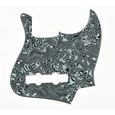Image of KAISH 4 String J Bass Style Pickguard Pick Guard Scratch Plate for USA/Mexico Jazz Black/White Shell