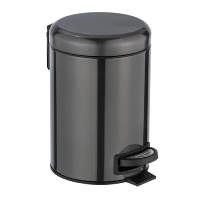 Image of WENKO 3 Litre Anti Fingerprint Bin, Stainless steel, Black, 17 x 25 22,5 cm