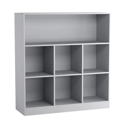 Image of URBNLIVING Wide Wooden 7 Cube Bookcase Storage Unit (Grey, Wide)