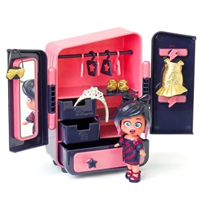 Image of Ava’s Wardrobe with more than 18 fashion accessories and exclusive doll 3 funny expressions. Includes 2 outfits, shoes, hangers, drawers stickers