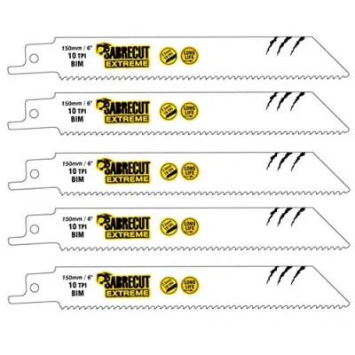 Image of 5 x SabreCut SCRS922HF_5 150mm 10 TPI S922HF Fast Wood and Metal Cutting Reciprocating Sabre Saw Blades Compatible with Bosch Dewalt Makita Many Others