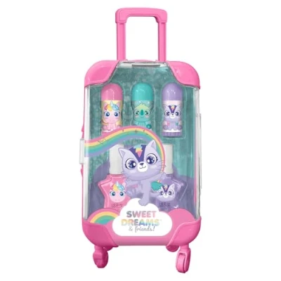 Image of Sweet Dreams &amp; Friends Girls Mini Suitcase Nail Polish and Eye Shadow Cosmetic Makeup Set