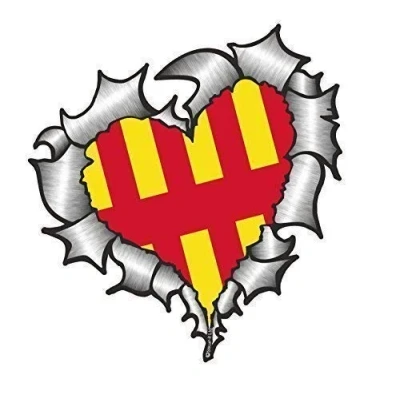 Image of Sticar it Ltd Heart Shaped RIPPED TORN METAL Car Sticker Northumberland county Flag Vinyl decal 105x100mm approx.