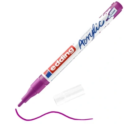 Image of edding 5300 acrylic marker fine purple 1 waterproof paint round nib 2mm pen for drawing on canvas, art paper and wood markers pebbles