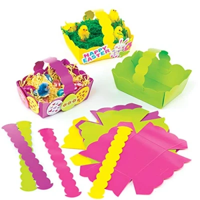 Image of Baker Ross ET884 Easter Coloured Baskets (Pack of 12) Craft for Kids to Decorate and Fill with Eggs or Gifts