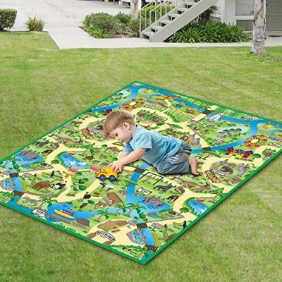 Image of EDUK8 Worldwide Limited Children&#039;s Padded Play Mat Wipe Clean &amp; Water Resistant for Use Indoors Outdoors, 120 x 100 cm, Great Education (120 x100 Zoo)