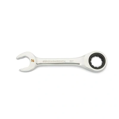 Image of GEARWRENCH 14mm 90 Tooth 12 Point Stubby Combination Ratcheting Wrench 86844