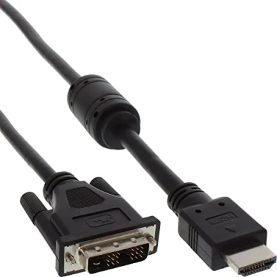 Image of InLine 17661 HDMI/DVI adaptor cable 19 Pin Male to 18 + 1 with Ferrit m black