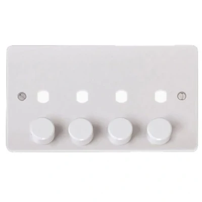Image of Click Mode 2 Gang Unfurnished Dimmer Plate and Knobs 1600W Max 4 Apertures CMA148PL