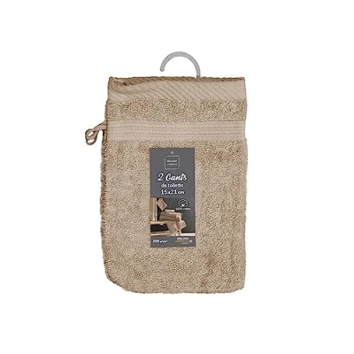 Image of Douceur d&#039;Intérieur 2 washcloths, taupe, 15 x 21 cm