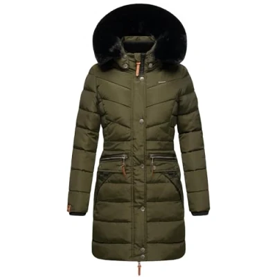 Image of Navahoo Paula Winter coat, Women&#039;s, Size: XS, Dark olive with black fur
