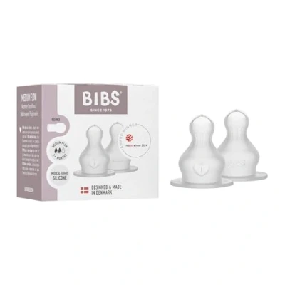 Image of BIBS Bottle Nipple 2 Pack. Anti Colic. Extra Nipples for Baby Bottles. Round Nipple. Silicone, Medium Flow