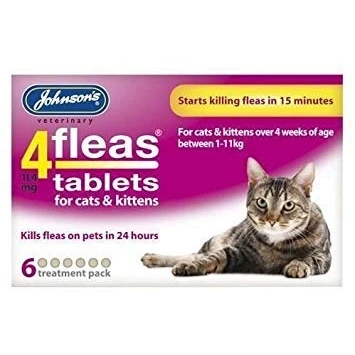 Image of (4 Pack) Johnsons Vet 4 Fleas Cat Flea Tablets 6 Tab