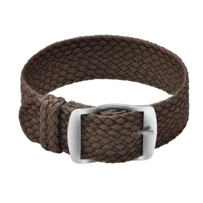 Image of ULLCHRO Nylon Watch Strap Replacement Perlon Braided Woven Band NATO Men Women 14mm, 16mm, 18mm, 20mm, 22mm Bracelet with Stainless Steel Silver Buckle (22mm, Brown)