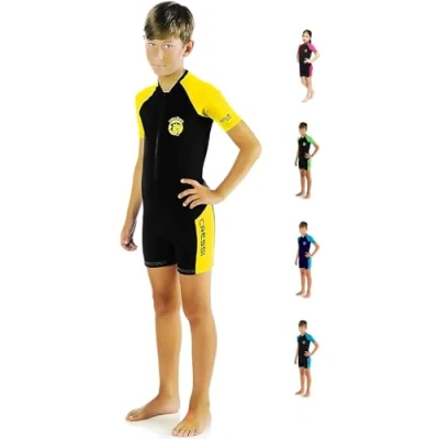 Image of Cressi Kids Little Shark Shorty Wetsuit Black/Yellow, 5 6 Years
